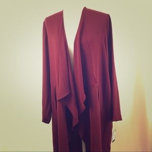 Burgundy cascade front flyaway duster (#99)